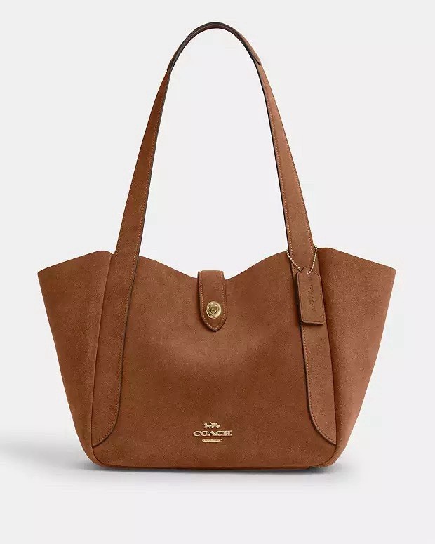 NWT Coach Hadley Turnlock Tote Bag CCC76 Suede Leather /sienna | eBay