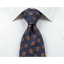 Brooks Brothers Makers Silk Tie Made In USA Navy Blue Geometric Print