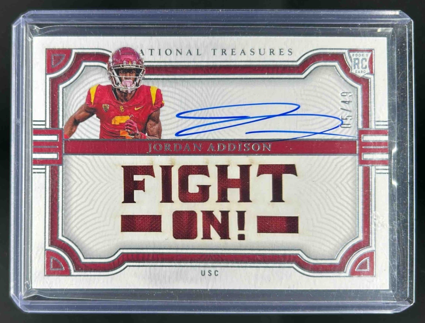 Jordan Addison Panini National Treasures Collegiate Team Slogan Signatures Die-Cut #TSSJAD Base