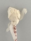 Vintage Tiny Doll Bonnet 3" Creamy White with Eyelet Lace Trim long ribbon ties — photo 5