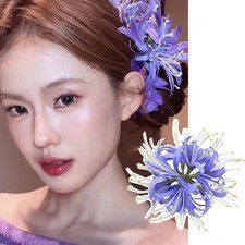 Purple Artificial Flower Hair Clip Vintage Chinese Style Hairpin For Women