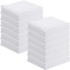 100 Pieces White Handkerchiefs Classic Hankies Bulk Set Pocket Square Towel S...