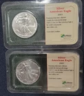 (2) 2001 $1 American Eagle .999 1 oz Pure Silver in Littleton Showpak BU