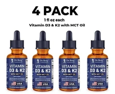 Dr.Berg, 4 PACK, Vitamin D3 & K2 with MCT Oil - 1 fl oz each