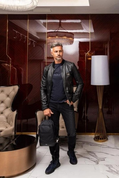 Men Dolce & Gabbana Jacket Black Leather L