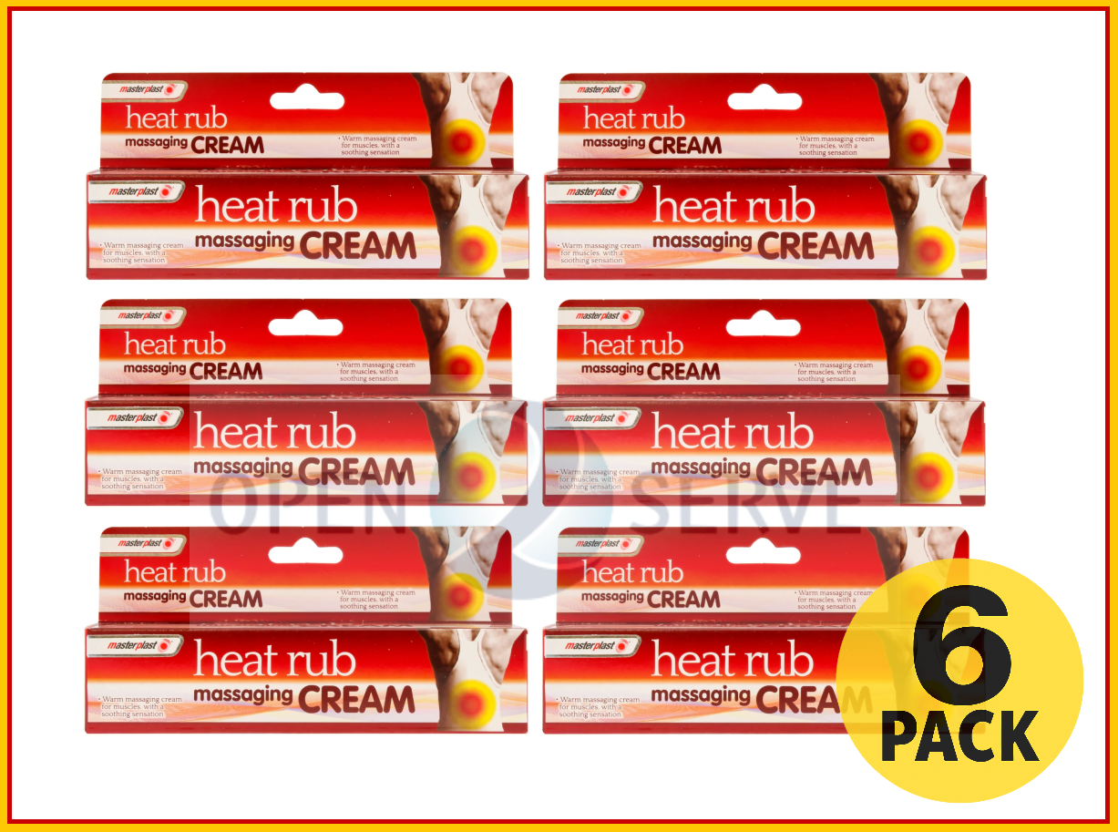 6x Masterplast Heat Rub Cream Fast Pain Relief Aches Stiffness Massaging - 70g