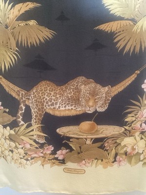Salvatore Ferragamo  silk chiffon crepe Leopard rectangle scarf