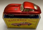 Vintage Lesney Matchbox No. 32 "E" Type Jaguar w/ Box Car is in Super Condition!