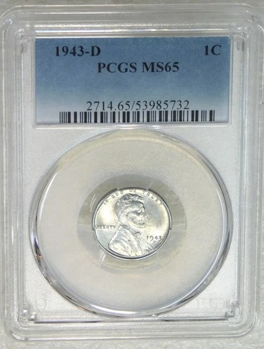 1943-D Lincoln Wartime Steel Cent PCGS MS65 Bright with Super Luster PQ #L309Z