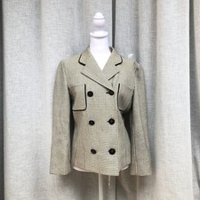 1990's Louis F raud black beige/off white double breasted wool blend blazer