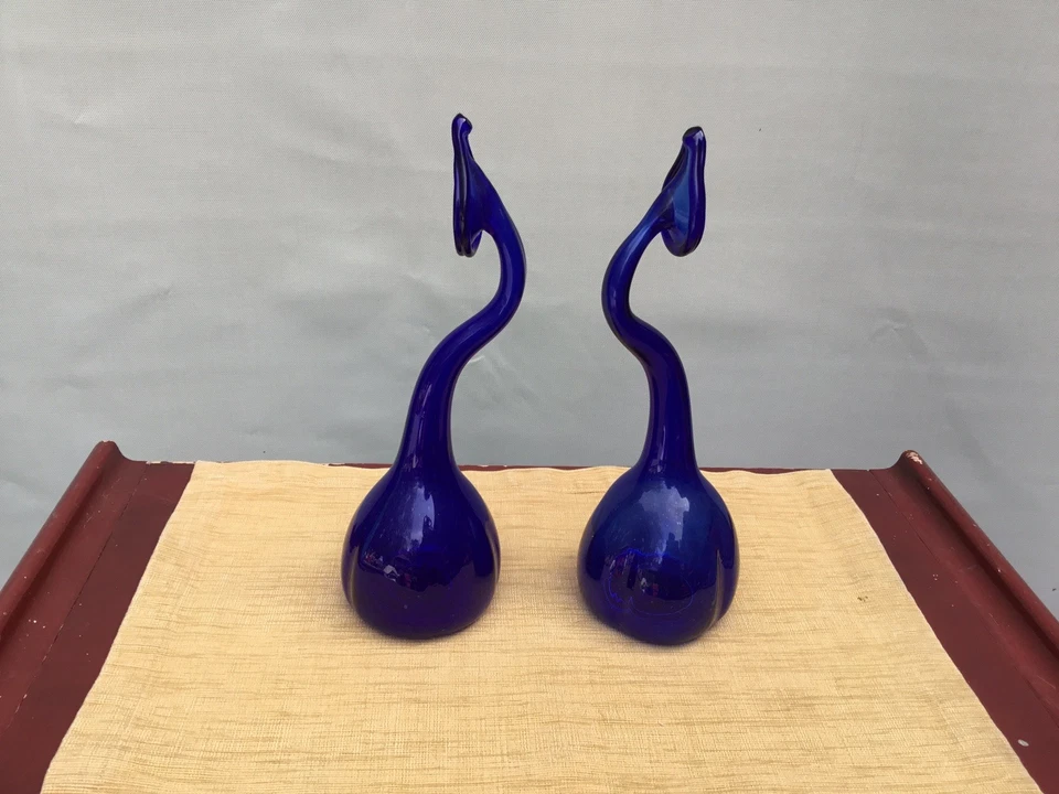 PAR DE ROCIADORES ANTIGUOS SOPLADOS A MANO AZUL COBALDO ISLÁMICO ATRAPA LÁGRIMAS RW Foto 4 de 4