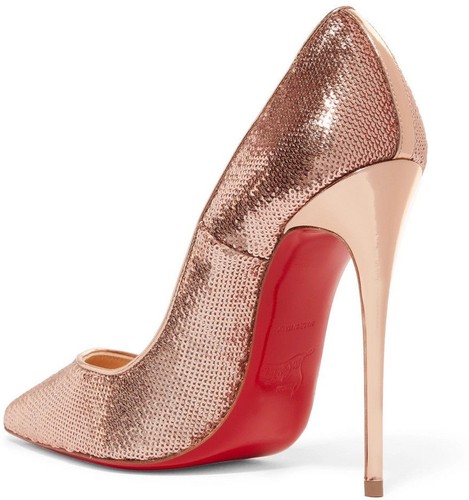 New Christian Louboutin SO KATE 120 NUDE Sequined Pumps Heel ROSE GOLD Shoes  36 | eBay