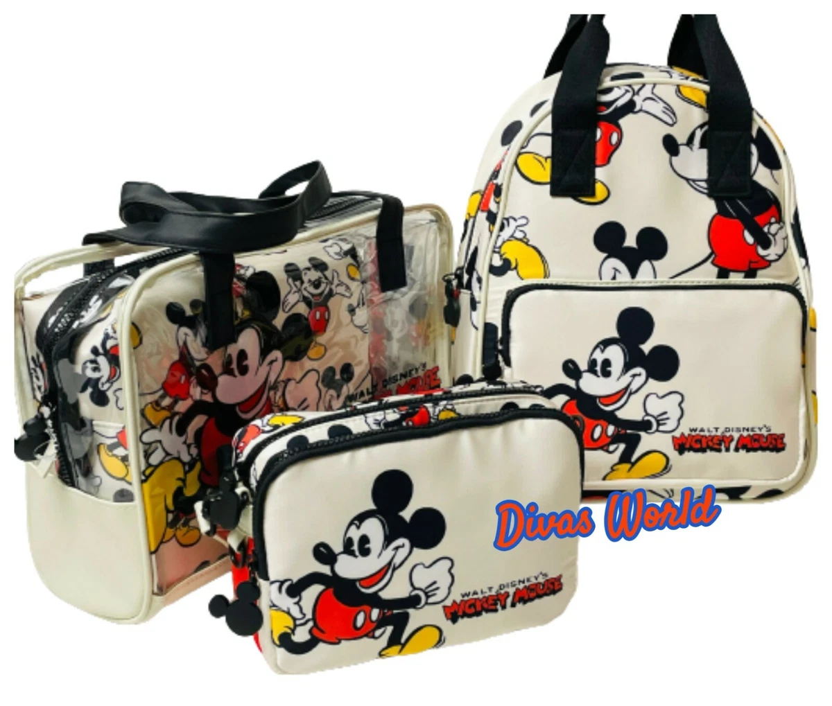 Disney Mickey Mouse Travel White Backpack Sling Bags Toiletry Bag Handbags Gift