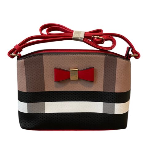 NEW DELUXITY CROSSBODY HANDBAG WITH RED BOW SLING BAG PLAID