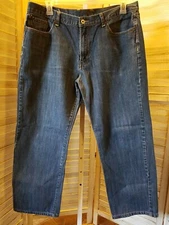 Lucky Brand Mens Jeans Size 38 X 28.5 Blue Bootcut Pockets Flat Front Denim