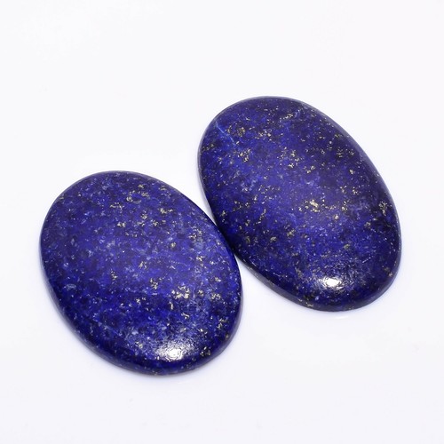 95 Carat Natural Lapis Lazuli Oval Shape Loose Gemstone Cabochon 2 Pieces Lot - Picture 2 of 2