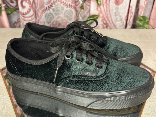 Vans Sneaker Authentic Jungle Green Velvet Black Women’s Size 5 New - Picture 3 of 8