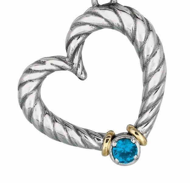 Collar Colgante Phillip Gavriel Oro 18k Plata 925 Corazón Retorcido Topacio Azul p Foto 2 de 4