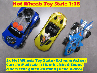 3x Hot Wheels Toy State Großmodele 1:18 Extreme Action Light & Sound