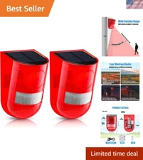 Powerful 129dB Solar Security Alarm with LED Strobe - 2 Pack Waterproof