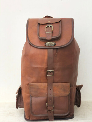 Worldwide 20'' Backpack Leather Bag Men Luggage Collage School Travel Rucksack