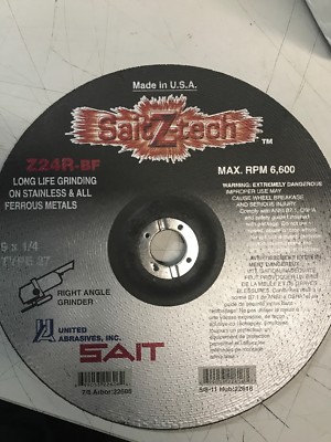 Case of 25: UNITED ABRASIVES-SAIT Depressed Center Wheel,T27,9x1/4x7/8,ZA,22606
