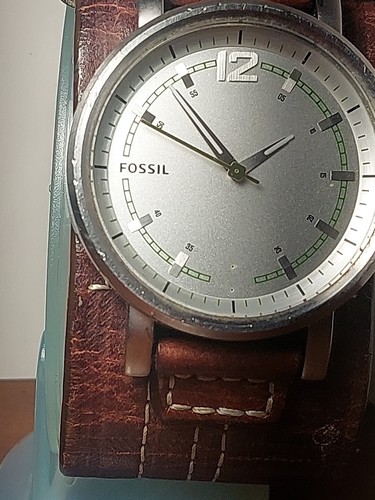 Fossil Jr-1071 Men's Wrist Watch Huge Worn Strap Wide Brown Genuine Leather O.o - Picture 5 of 21