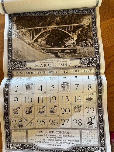 Calendario 1947 dei ponti americani confederati amichevoli date nascita generali - Foto 9 di 9