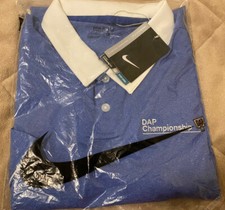 Nike Golf Polo Shirt Sz L Men  s Dri-Fit Short Sleeve Blue And White Embroidered