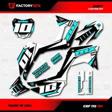 Black & Cyan Crf110 Shift Racing Graphics kit fits Honda 2019-2025 decal 19-25