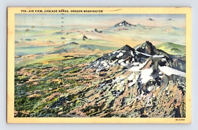 Postcard Oregon OR Cascade Mountain Range Washington 1941 Posted Linen