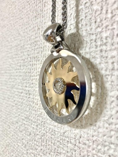 BVLGARI Tondo Sole Collana Ciondolo Top K18 Oro Giallo Gioielli Moda - Foto 4 di 10