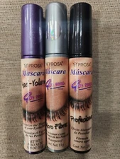 3 MASCARA PROSA 4 IN 1 WATERPROOF BLACK COLOR MICROFIBER PROFESSIONAL MAXIVOLUME