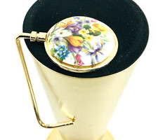 Japan Purse Handbag Hanger for Table Security Colorful Floral Metal and Vintage