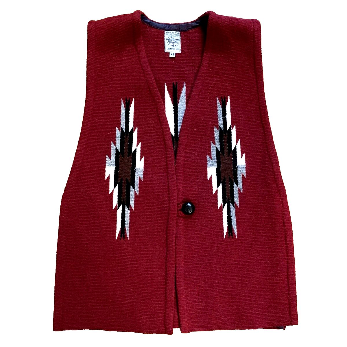 Vtg Ortegas Chimayo Wool Vest Native Aztec Southwestern