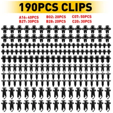 190Pcs Bumper Clips Retainer Auto Car Rivets Fastener Fender Push Pin Trim