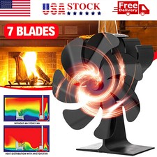 7 Blade 1400rpm Fireplace Stove Fan Heat Powe...