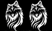 Beautiful Wolf Dog Graphic Two 6" White Vinyl Decals Car Truck Van Camper Window