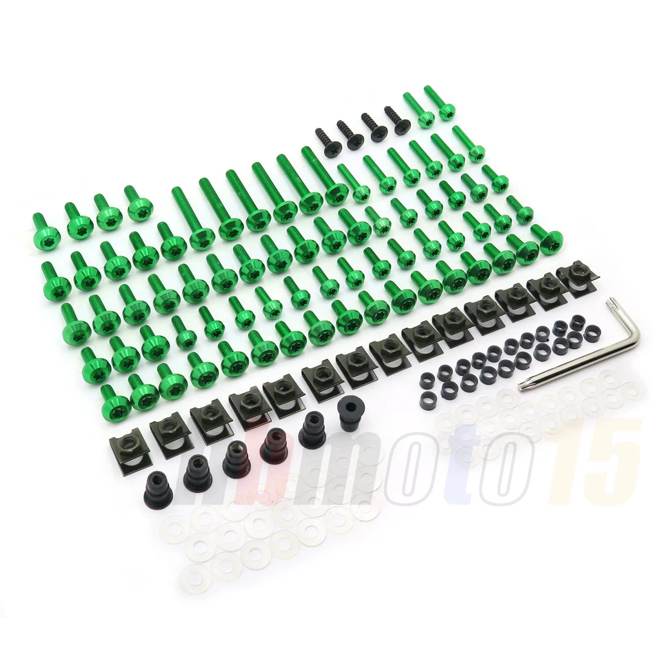 Kit de tornillos de carrocería de carenado verde para Suzuki Honda Yamaha Aprilia Kawasaki GSXR Foto 3 de 4