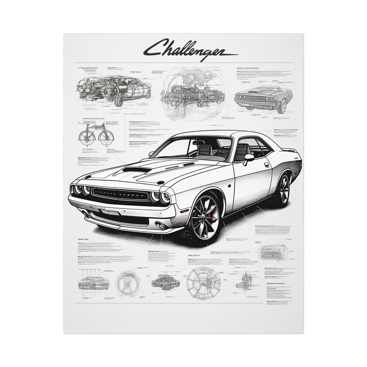 Dodge Challenger Poster- Dodge Challenger Patent Print, Dodge