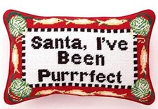 Cat Purrrfect Needlepoint Pillow 8  x12  NWT