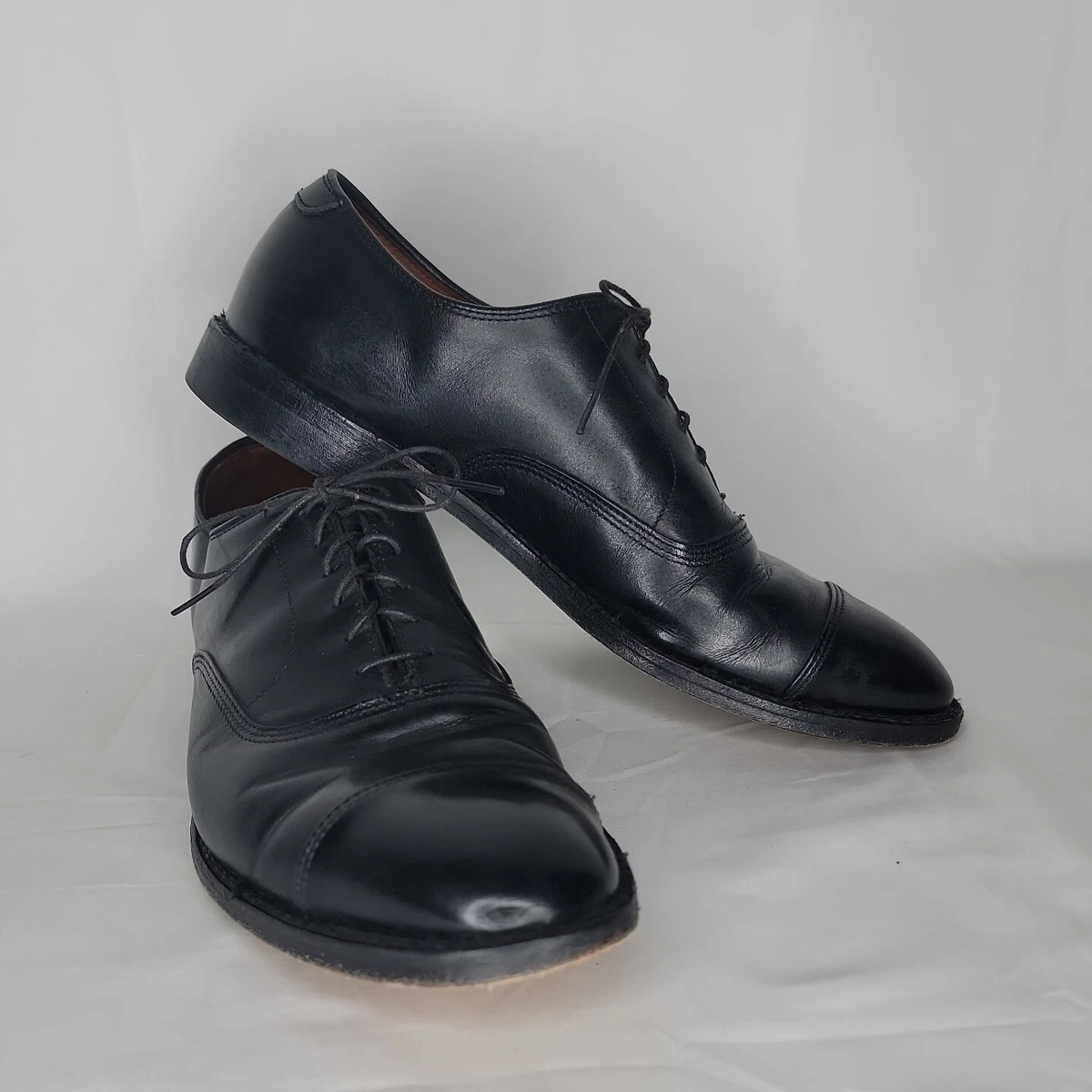 Size 9 1/2 D Allen Edmonds Black Leather Lace Up Dress Shoes 5615 