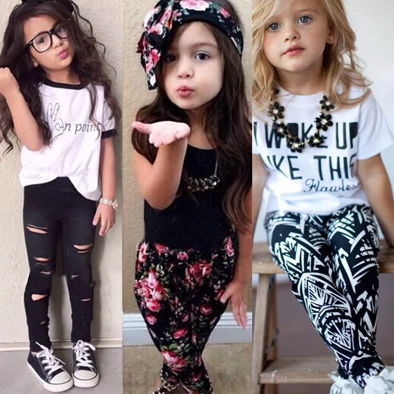 Fashion Girls Clothes Suit Summer New Children T-shirt Tops + Pants 2pcs  Set Loose Kids Girl Clothes Sportswear Outfits Teen Girls Clothing 4 5 6 8  10 12 Years