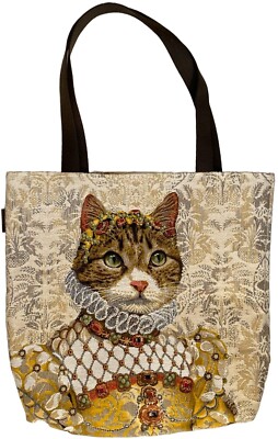 ANTHROPOMORPHE TABBY KATZE BELGISCHER GOBELIN GROSSE EINKAUFSTASCHE 46 CM X 46 CM