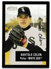 2003 Bowman Heritage Black Border Signature Bartolo Colon #107 Chicago White Sox