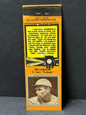 RARE 1934 Diamond Matchbook Cover TEX CARLETON St. Louis Cardinals MUST SEE