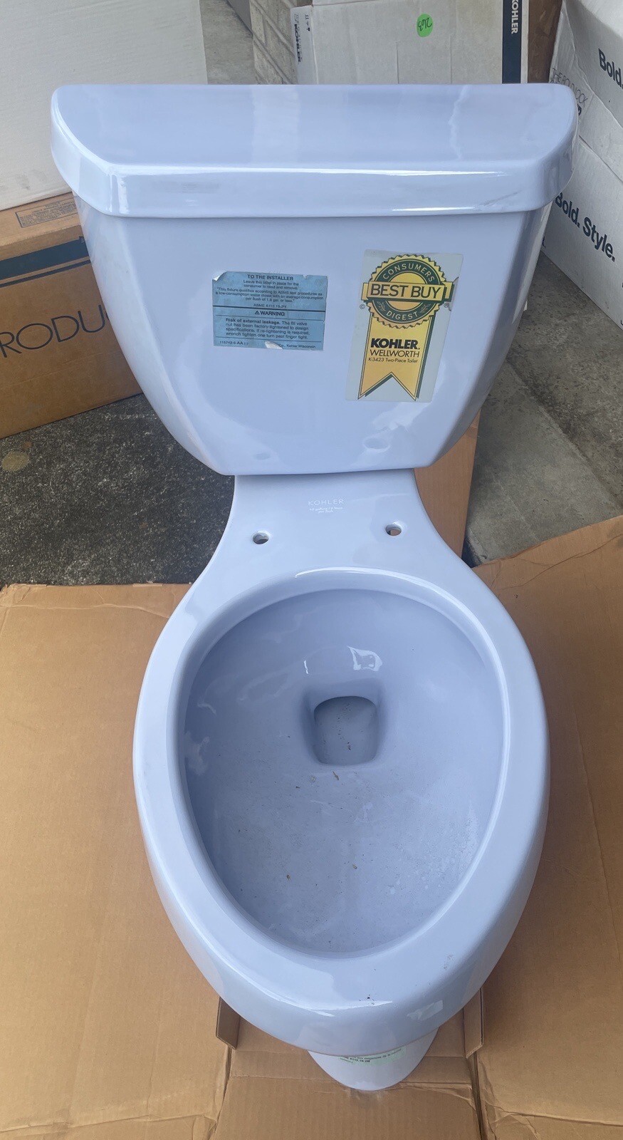 NEW Kohler K34816 SKYLIGHT BLUE Wellworth Comfort Height Toilet (Tank