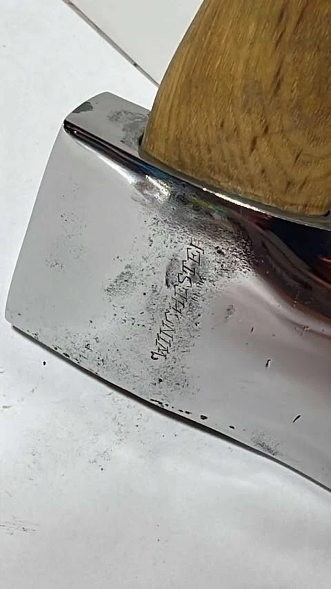 Espejo de hacha Winchester restaurado pulido y mango de langosta negra personalizado! Foto 3 de 4