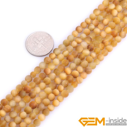 Natural Golden Tiger's Eye Gemstone Frosted Matte Round Jewelry Making Beads 15" - Picture 3 of 30