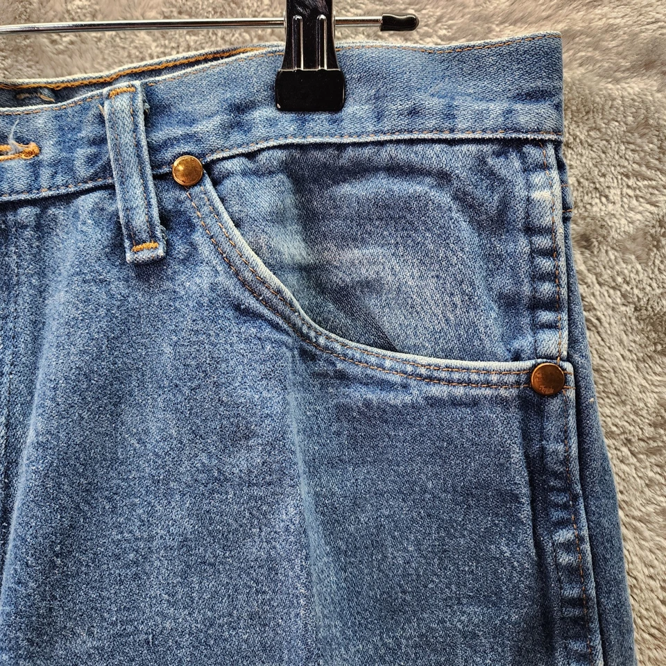 Jeans Wrangler Corte Vaquero 13MWZ 34x34 Azul Denim Para Hombre Calce Vintage Tela EE. UU. Foto 3 de 4